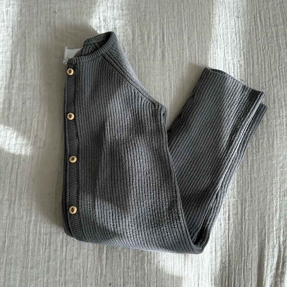 H&M Gray Knit Sweater with Gold Accents